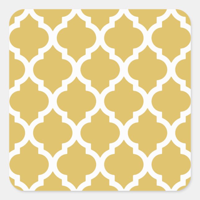 Gelbgelb-Trellis Quadratischer Aufkleber (Vorderseite)