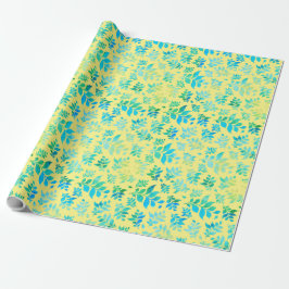 Gelbgelbe, blaue grüne Wasserfarbe Geschenkpapier
