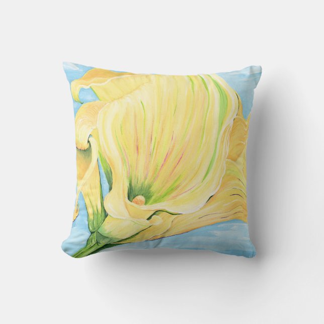 Gelbgelbe Calla Lily Throw Kissen (Vorderseite)