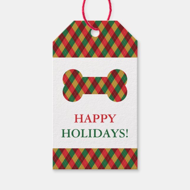 Gelbgelbe, festliche Raute Muster Hundebauch Geschenkanhänger (Vorderseite)