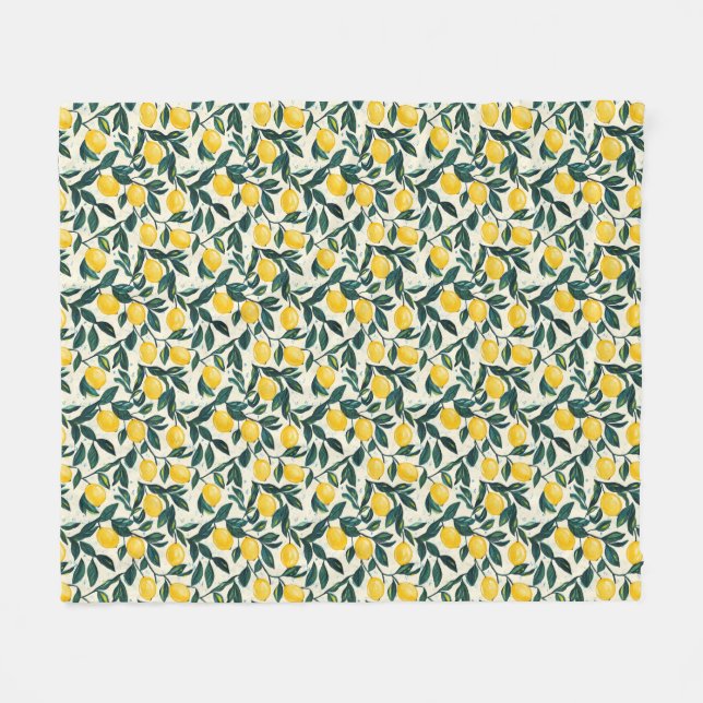 Gelbgelbe Lemon Gemustert Fleecedecke (Vorderseite (Horizontal))