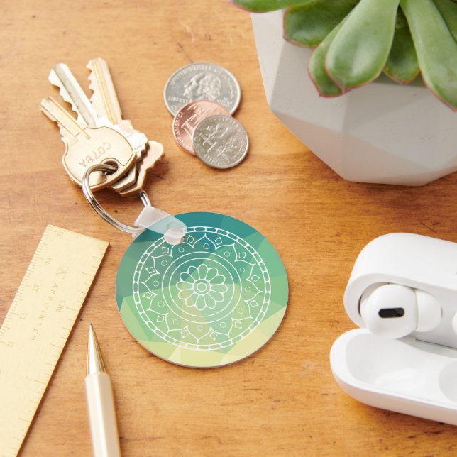 Gelbgelbe Mandala Inspiration Harmonie Blume Schlüsselanhänger (Schreibtisch)