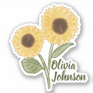 Gelbgelbe Niedliche Bezeichnung für Sonnenblumen Aufkleber