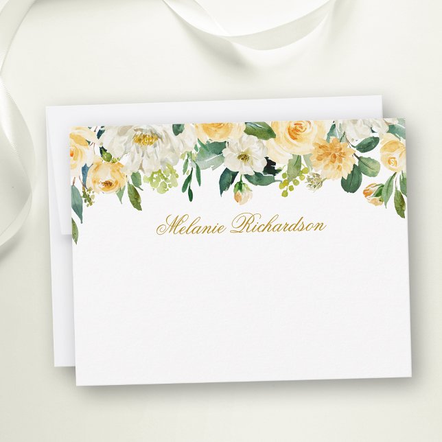 Gelbgelbe Personalisierte Blüte Mitteilungskarte (Customize to change text color,  text style or to add more text to back of card.)