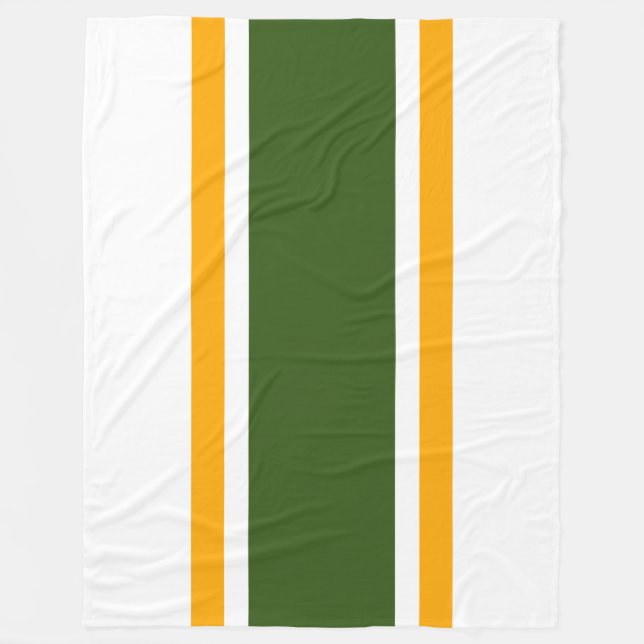 Gelbgelbe Streifen mit breiten, waldgrünen Streife Fleecedecke (Vorderseite)