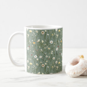 Gelbgelbe Wildblumen von Sage Green Boho Kaffeetasse