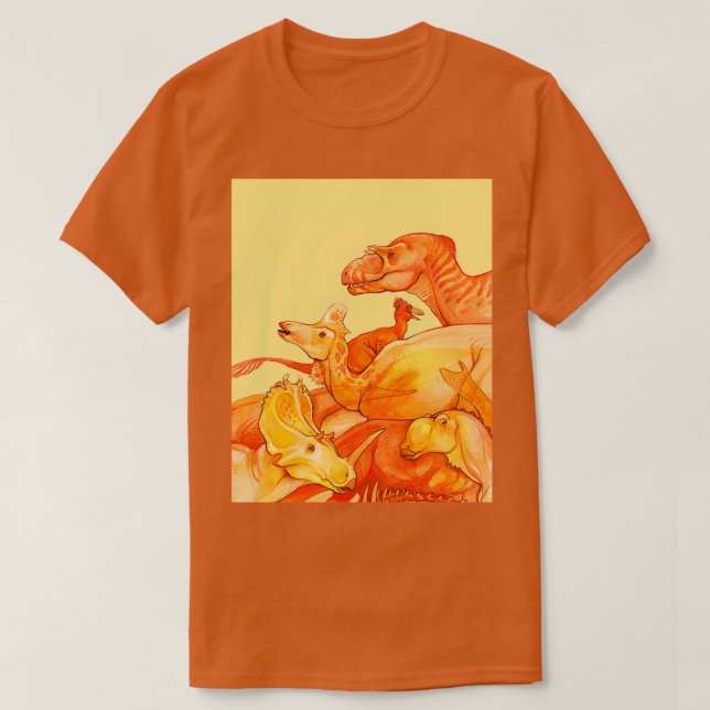 Gelbgelber Dinosaurier T-Shirt (Design vorne)