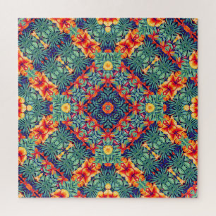 Gelbgelbes Abstraktes tropisches Muster Puzzle