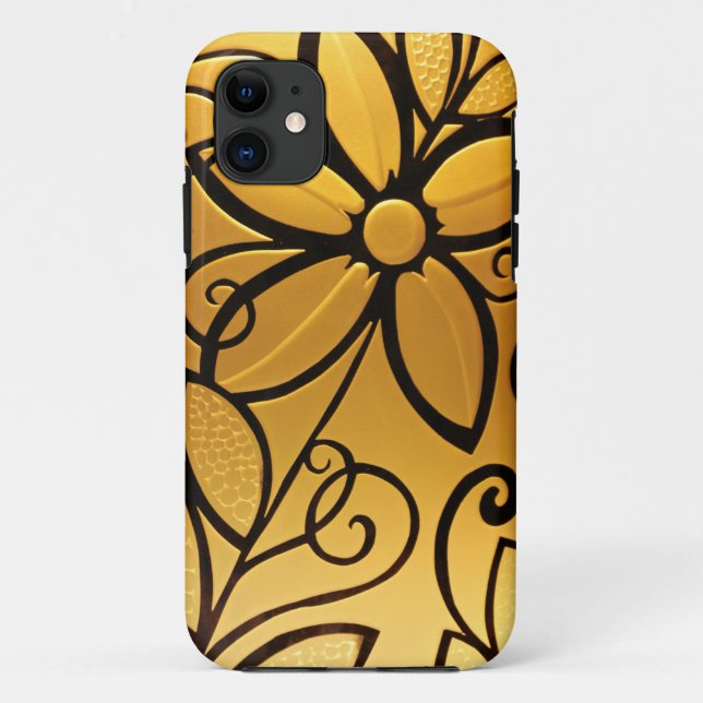 Gelbgelbes Blumendesign Case-Mate iPhone Hülle (Rückseite)