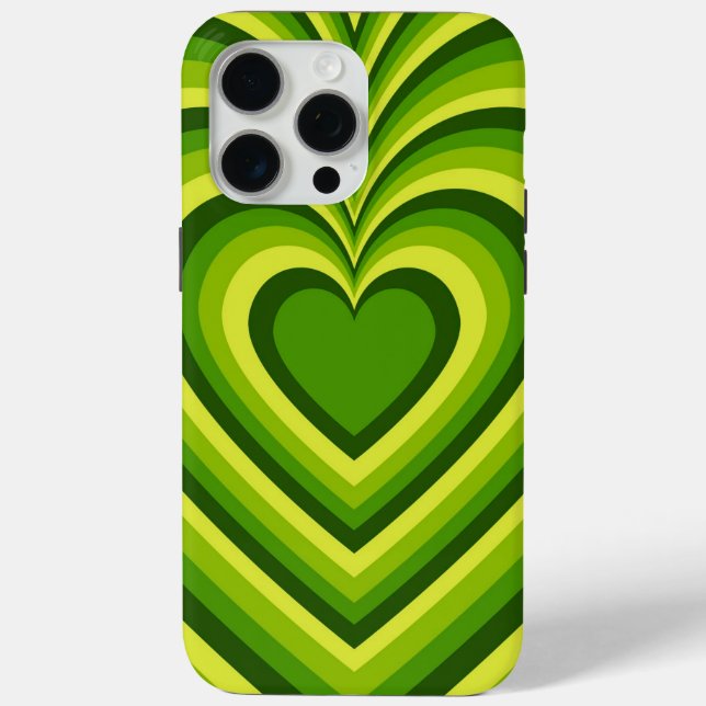 Gelbgelbes Hypnotic Herz Liebe Muster Case-Mate iPhone Hülle (Rückseite)