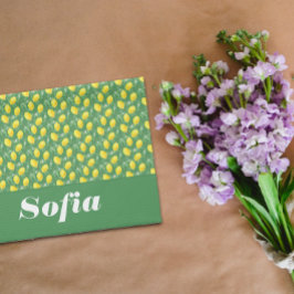 Gelbgelbes Muster individuelle Name weiß Geschirrtuch