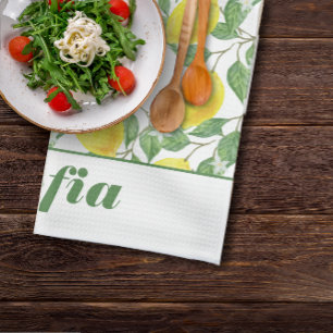 Gelbgelbes Muster individuelle Name weiß Geschirrtuch