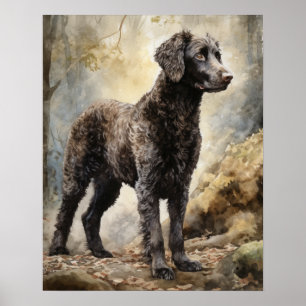 Gelbgestricktes Retriever Dog Art Print Poster