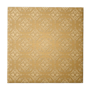 Gelbgold Safran Damast Muster Fliese