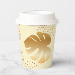 Gelbgoldfarbene Blätter Pappbecher