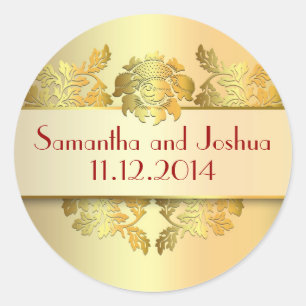 Gelbgoldfarbene Save the Date Aufkleber