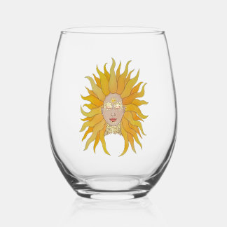 Gelbgoldsonne inspiriert weinglas ohne stiel