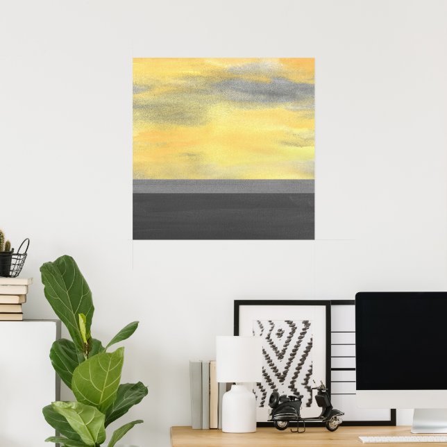 Gelbgraue Abstrakt Moderne Poster (Heimbüro)