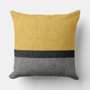 Gelbgraue, einfache Streifen-Crosshatch Kissen
