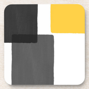 Gelbgraue Schwarz-weiße Moderne Minimalistisch Getränkeuntersetzer