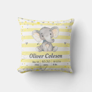 Gelbgraues, gestreiftes Elephant Babys Kinderzimme Kissen