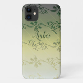 Gelbgraues Gradient Leaf Muster Personalisiert Case-Mate iPhone Hülle