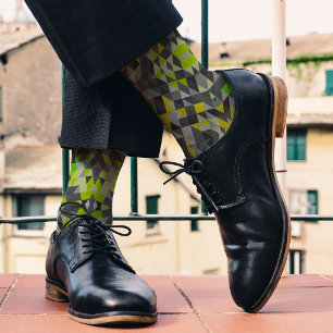 Gelbgraues, modernes Dreieck-Muster Cool Socken