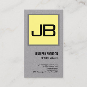 Gelbgraues Monogramm Minimalistisch Modernes Schli Visitenkarte