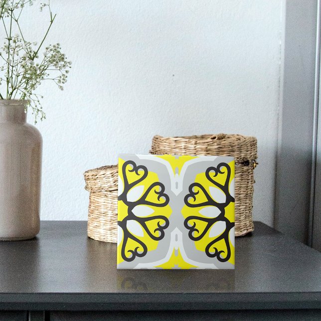 Gelbgraues weißes Mosaikmuster Fliese (Von Creator hochgeladen)