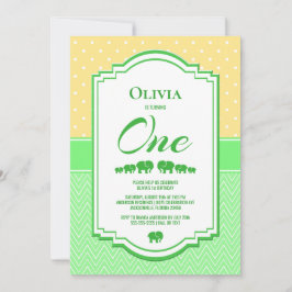 Gelbgrün 1. Geburtstag Party Einladung
