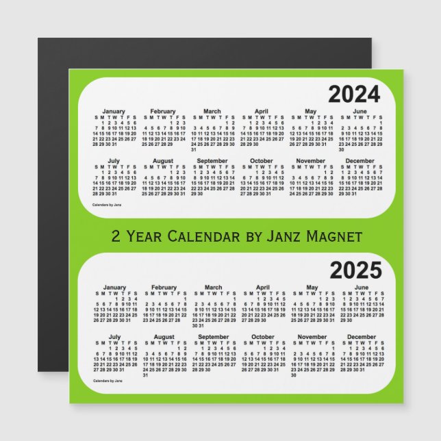 Gelbgrün-2-jähriger Kalender 2024-2025 durch Janz Magnetkarte (Vorne/Hinten)