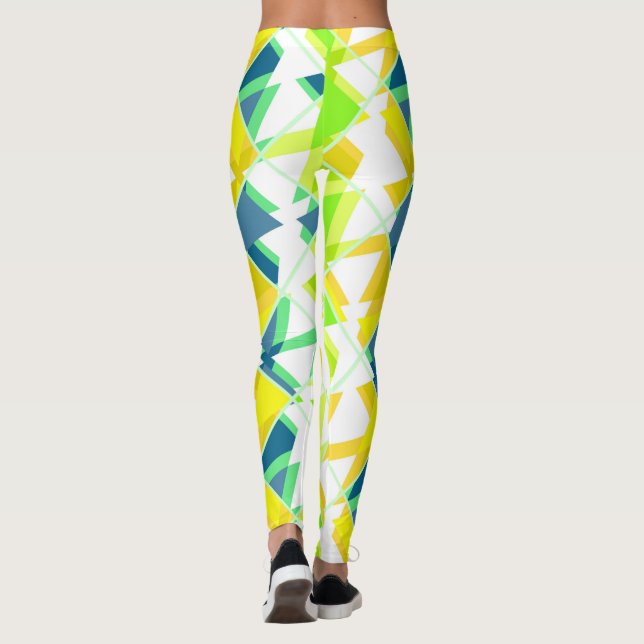 Gelbgrün abstrakt leggings (Rückseite)