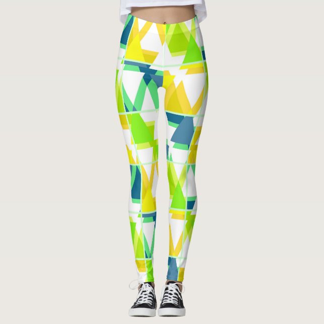Gelbgrün abstrakt leggings (Vorderseite)