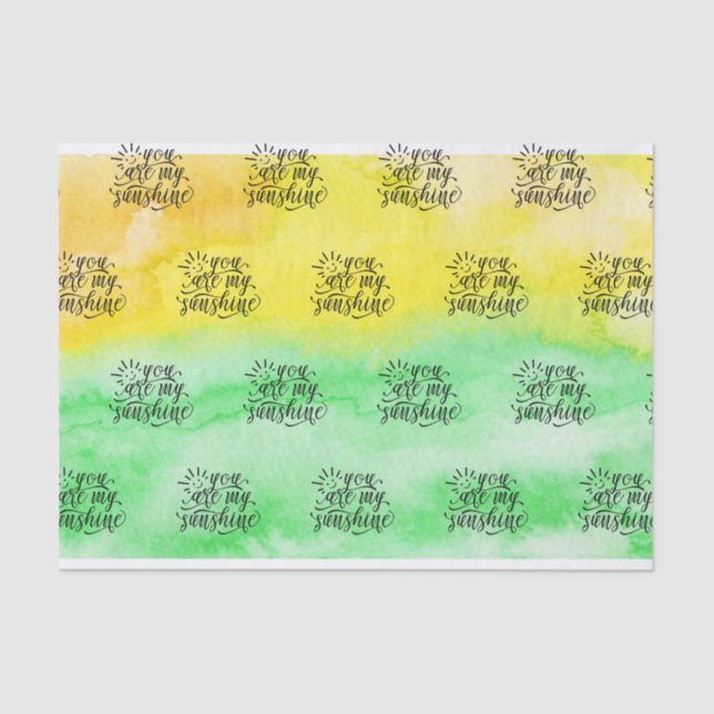 Gelbgrün-Aquarell sind Sie mein Sonnenschein Seidenpapier (Vorderseite)