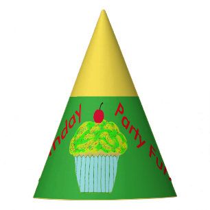 Gelbgrün-Kuchen-Geburtstags-Hüte Partyhütchen