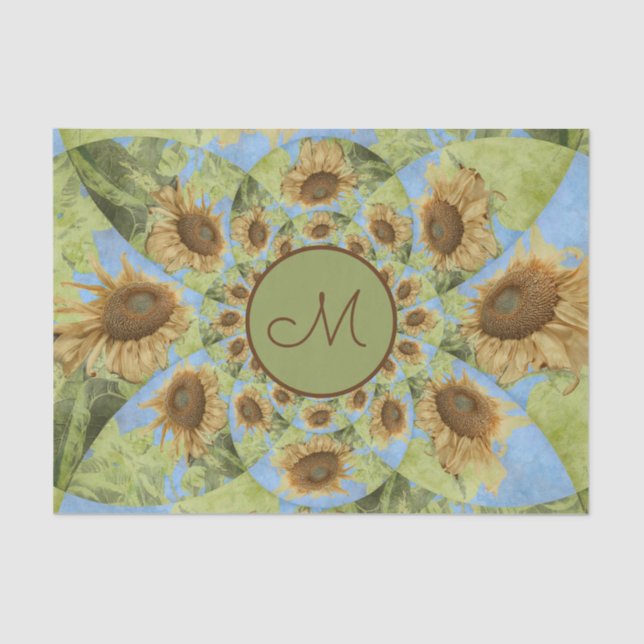 Gelbgrün-Monogramm Seidenpapier (Vorderseite)