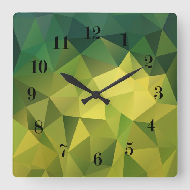 Gelbgrün Quadratische Wanduhr (Vorderseite)