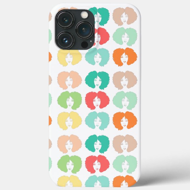 Gelbgrün-rosa-orangefarbene Girl mit Afro Case-Mate iPhone Hülle (Rückseite)