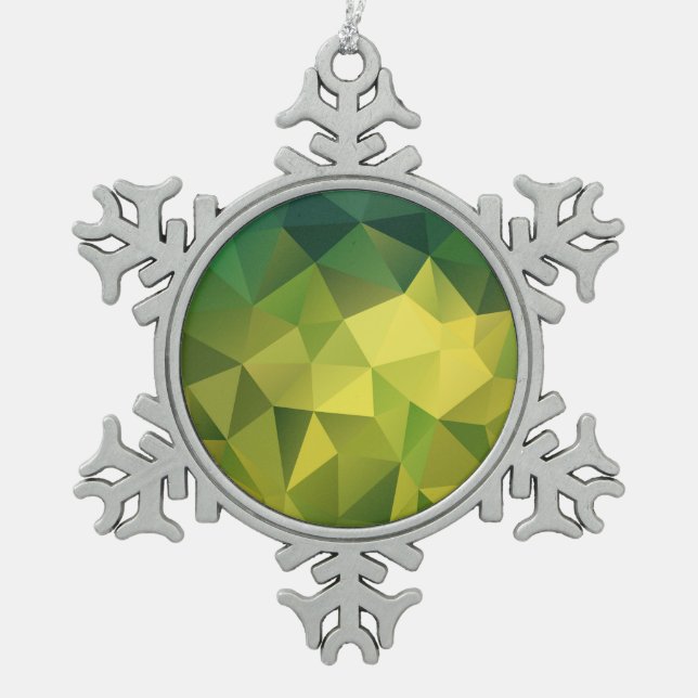 Gelbgrün Schneeflocken Zinn-Ornament (Vorderseite)