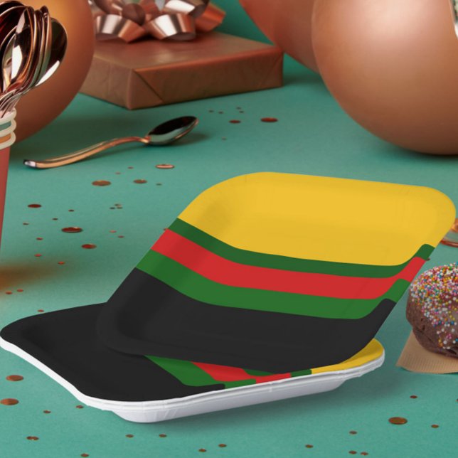 Gelbgrün-schwarz-Blockdesign Pappteller (Von Creator hochgeladen)