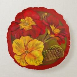 Gelbgrün-Wurfskissen der Primel rotes Rundes Kissen