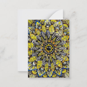 Gelbgrüne handgezeichnete Mandala-Design Mitteilungskarte
