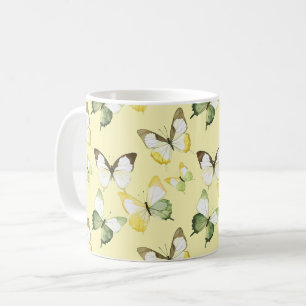 Gelbgrüne Schmetterlinge Kaffeetasse