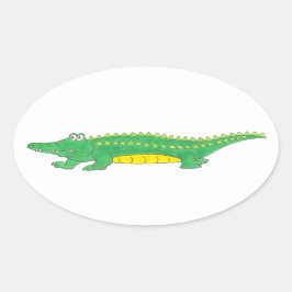 Gelbgrüner Alligator Krokodile Gator Croc Animal Ovaler Aufkleber
