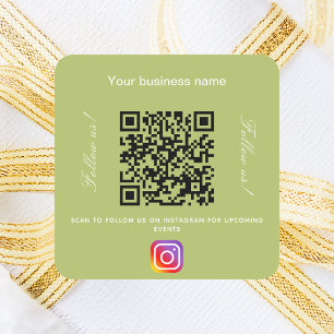 Gelbgrüner Firmenname qr Codeinstagramm Quadratischer Aufkleber