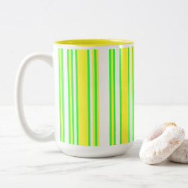 Gelbgrüner vertikaler Multistreifen Zweifarbige Tasse