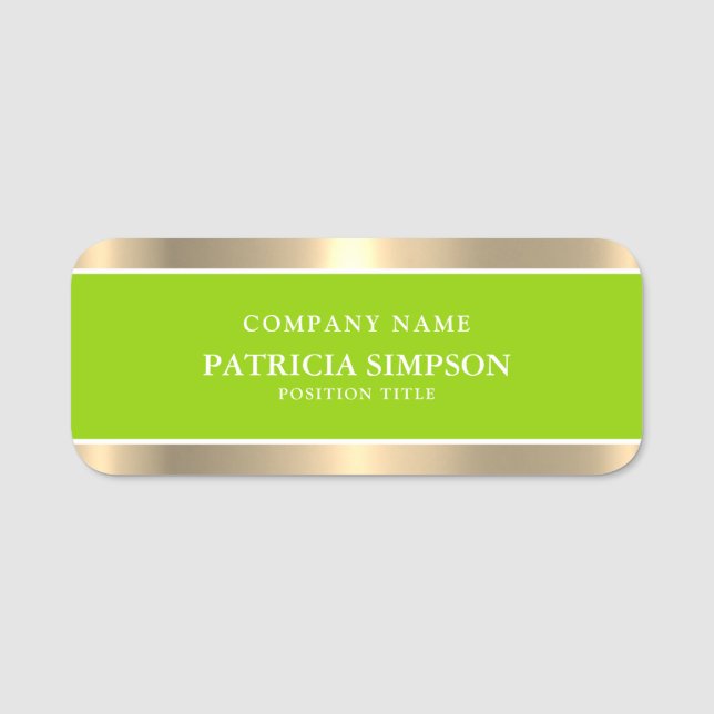 Gelbgrünes Gold sorgen für ein sauberes und modern Namensschild (Vorderseite)