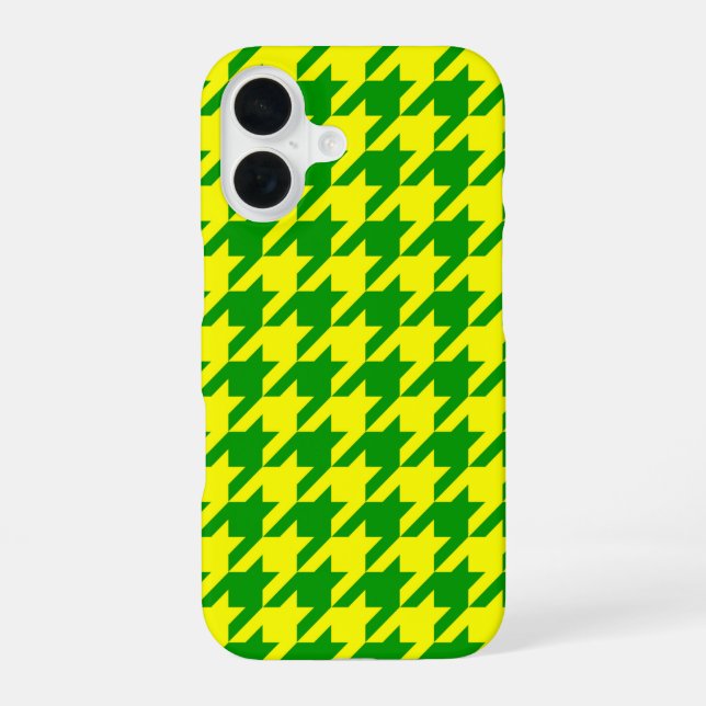 Gelbgrünes Houndstooth-Design  iPhone 16 Hülle (Rückseite)