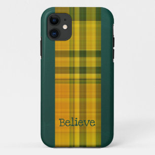 Gelbgrünes kariertes Muster iPhone Case