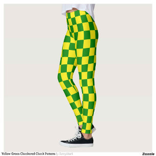 Gelbgrünes Schachbrettmuster für Karos Leggings